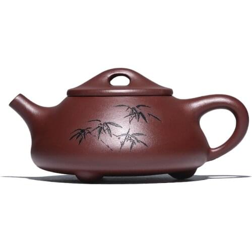 True art yixing undressed ore recommended pure manual teapot lettering kung fu tea set bottom tank stone gourd ladle