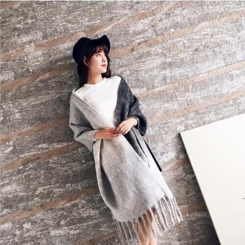 New Arrival Womens Warm Winter Scarves Thick Elegant Plaid Big Cashmere Scarf Good Texture Grey Poncho Foulards Femmes 2020