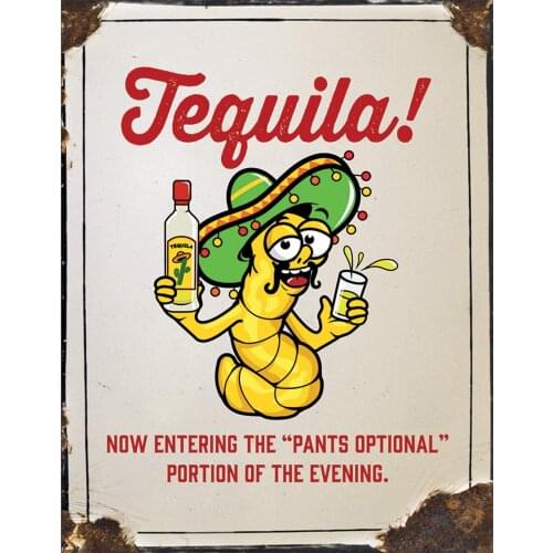 Desperate Enterprises Tequila Pants Optional Tin Sign, 12.5" W x 8" H