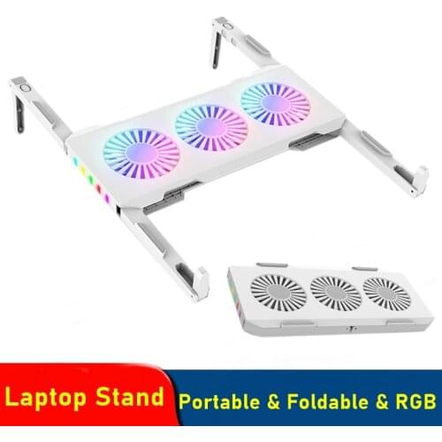 Portable Laptop Stand Holder for Macbook Pro IPad Computer RGB Cooling Fan Cooler Foldable Standing Desk Game Support Notebook