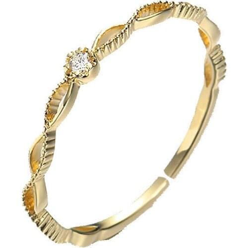 Adjustable Twist Gold/Silver Color 925 Sterling Silver Cubic Zircon Wedding Engagement Ring for Woman Girls Fine Jewelry YRI214