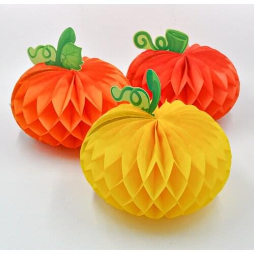 1pcs Halloween Pumpkin Hanging Honeycomb Thanksgiving Honeycomb Tissue Ball Pumpkin Lantern Party Home Party Decoration Supplies