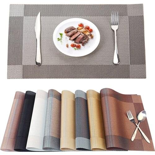 Teslin PVC Placemat for Dining Table Mat Non-slip Washable Tableware Heat Insulating Pad Kitchen Gadget Accessories Cup Coaster