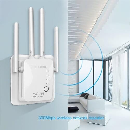 Kebidu Long Range Extender WiFi Repeater Extender 300Mbps Router 2.4GHz Wireless Router Power Booster With 2 External Antenna