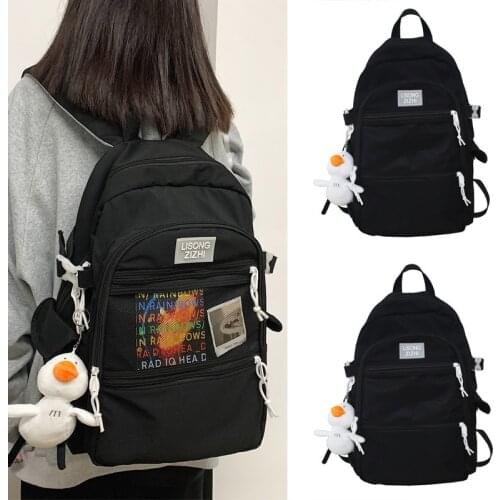 Large capacity backpack for college students schoolbags women 2021 new trendy large capacity pure color Japanese backpack