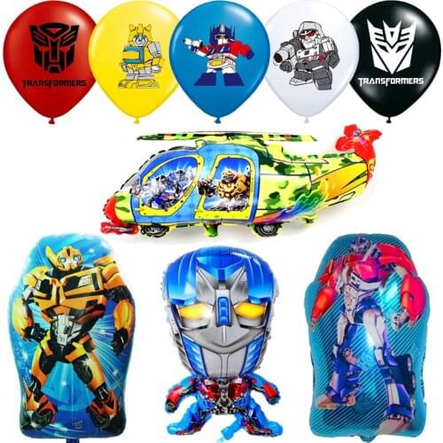 Transformation Latex Balloons Black Red Yellow Bee Car Foil Ballons Happy Birthday Party Decoration Baby Shower Boy Robot Toys