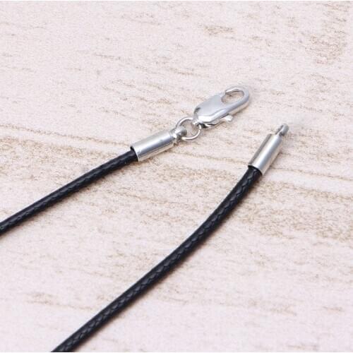 High Quality Black Silk Leather Cord Chain Necklace Rope with Lobster Claw Clasp Dropship New