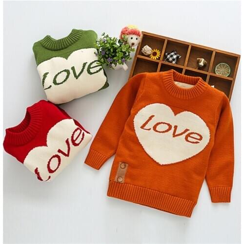 High Quality Children Clothes 1-7 years Baby Girls Cotton Sweaters Winter Thick Pullover Boys Cartoon Warm Sweaters LOVE Printed