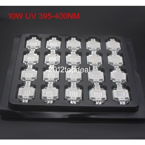 10pcs 10W UV Purple 395nm-400nm High Power Bright LED Lamp Light Ultra Violet Emitter chip