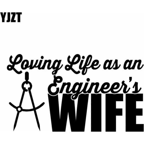 YJZT 15.9CM*9CM Loving Life As An Engineers Wife Vinyl Decal Compass Caliper Engineering Car Sticker Black/Silver C10-01792