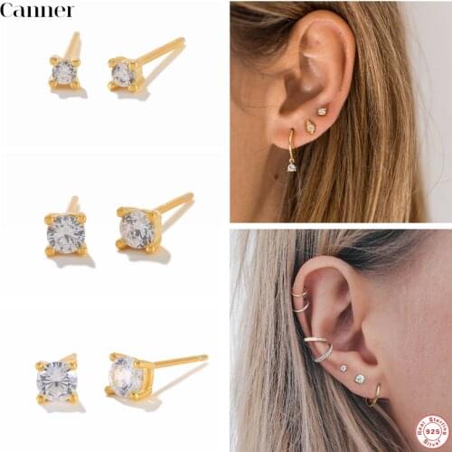 Canner Earstuds 925 Sterling Silver Earrings For Women Crystal Star CZ Stud Earing Piercing Jewelry 2021 Trend Pendientes 925 W5