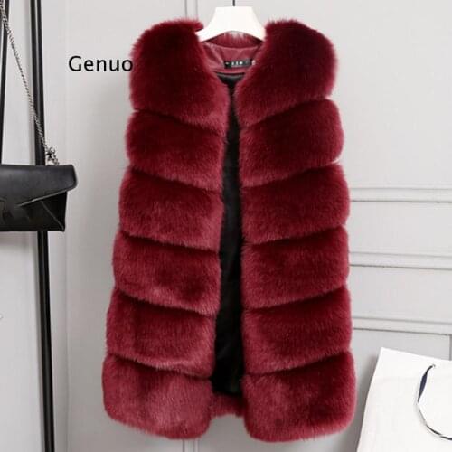 Winter Thicken Faux Fur Vest Coat Women Solid Sleeveless Warm Elegant Top Coats Female 2021 Fashion Ladies Vests Plus Size 3Xl
