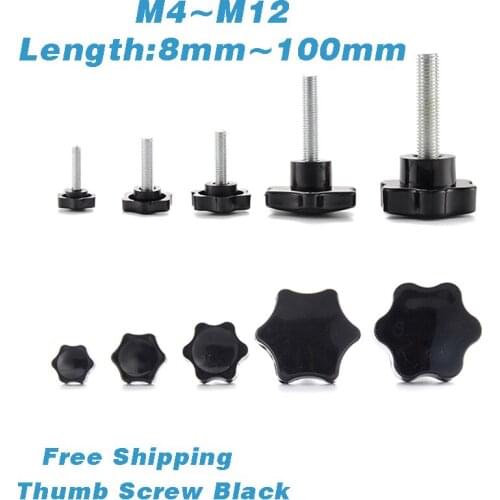 Star Hex Shaped Head Clamping Screw Metric Bolts Knob Plastic Carbon Steel Galvanization M4 M5 M6 M8 M10 M12