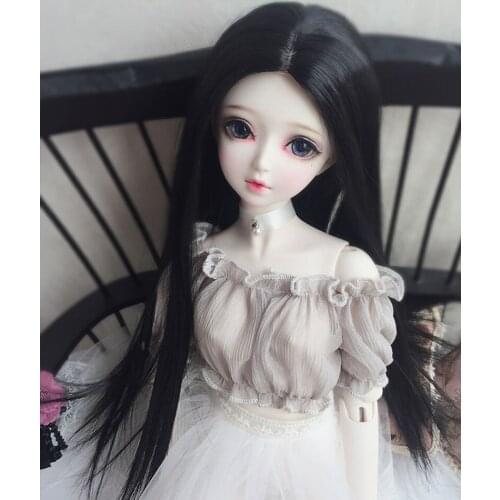 1/3 1/4 1/6 High Temperature Wire Black Long Straight BJD Wig For Doll Hair