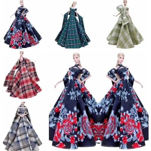 11.5" Classic Plaid Floral Wedding Dress for Barbie Clothes Princess Party Gown Vestidos Outfits 1/6 BJD Dolls Accessories Toys