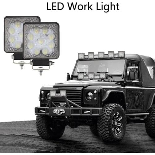 12V24V 6000K Waterproof LED Work Light 27W 4D Spotlight Headlight Bulbs for Off-Road Accessories Suv 4X4 4WD Jeep Truck Cars ATV