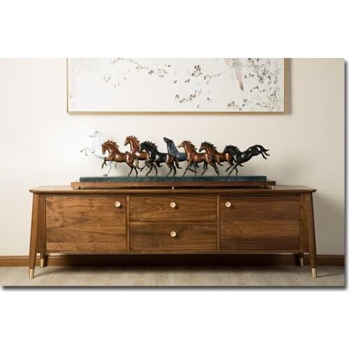 130CM huge large TOP Business high grade Home company Vestibule living room Ornament Success 8 horses handmade brass art statue