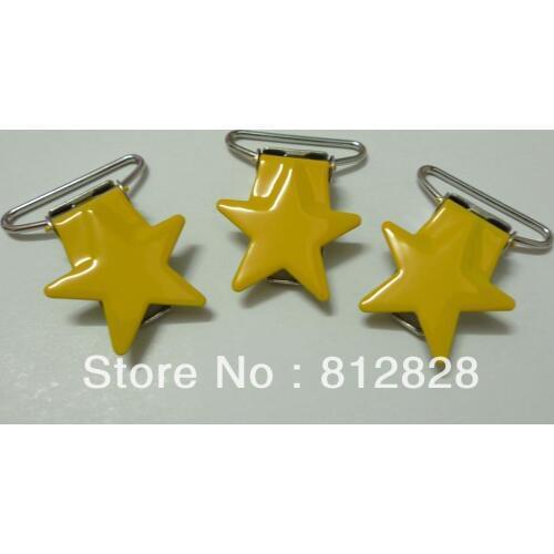 25pcs 1'' 25mm #MD3 Yellow Color Enamel Star Suspender Clips