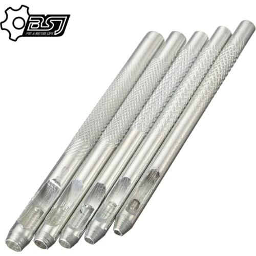 5pcs/set 2-4mm Steel Leather Hollow Punch Set DIY Tool Gasket Belt Hole Punching Leather Tools Sewing Accessories