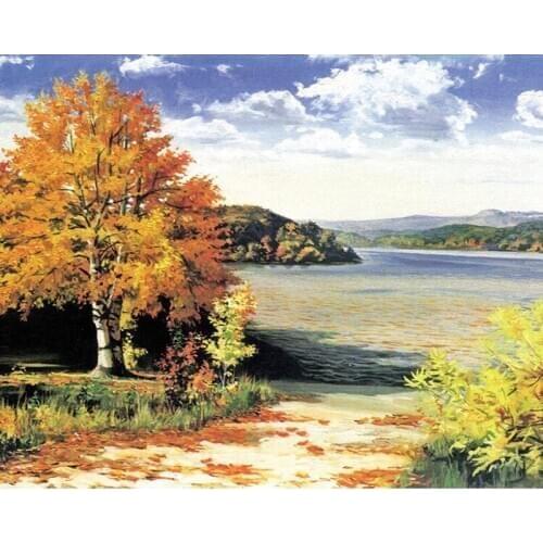 A15406 11CT/14CT/18CT/25CT/28CT oil street patterns Counted Cross Stitch DIY Cross Stitch Kits Embroidery Needlework Sets