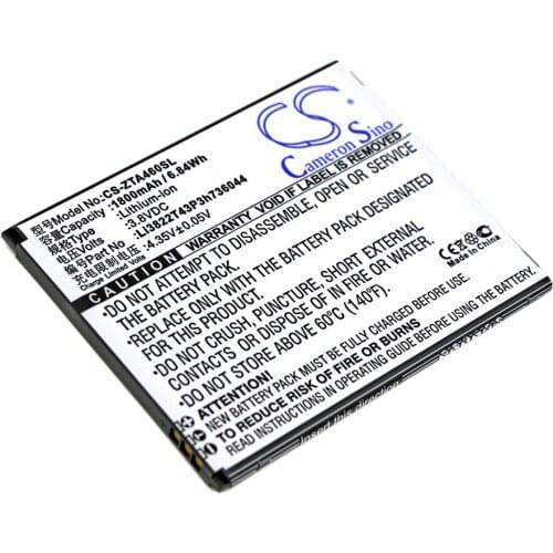 CS 1800mAh / 6.84Wh battery for ZTE Blade A460, Blade L4 Li3822T43P3h736044