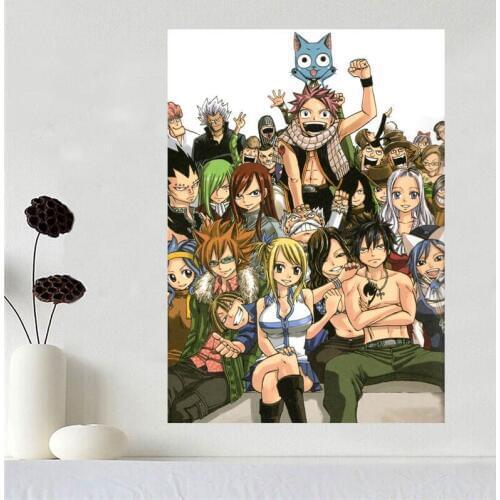 Custom Satin poster Fairy Tail poster Home Decoration cloth fabric wall poster print Silk Fabric Print SQ0603