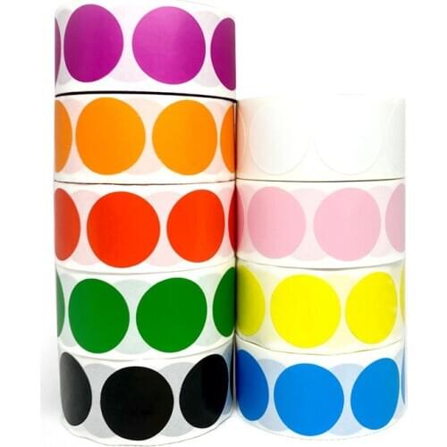 ChromaLabel 1 Inch Round Permanent Color-Code Dot Stickers Yellow Green Black Red Pink Stationery Sticker