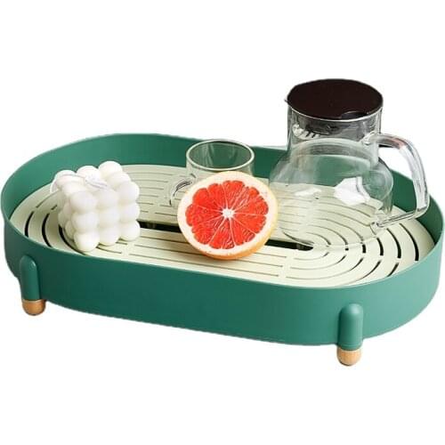 Color Plastic Tea Tray Drainage Water Storage Heat Resistance Home Storage Basket Fruit Drain Board Modern Design Teaware Set