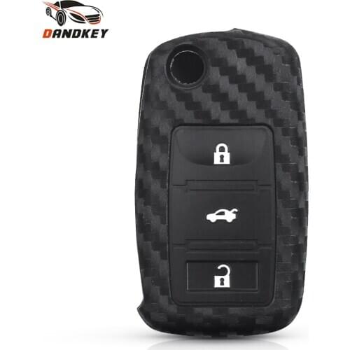 Dandkey 10pcs Carbon Fiber Silicone Car Key Case For Volkswagen VW POLO Tiguan Passat B5 B6 Golf EOS Scirocco Jetta MK6 Octavia