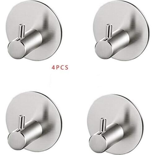 Towel Holder 4Pcs/Set Bathroom Self Adhesive Wall Hook For Towel Robe Brushed Stainless Steel Wall Rack Hanger Towel Rack 5cm