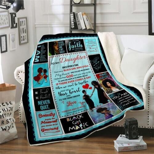 Design Letter To My Daughter Blanket Throw For Sofa Winter Fleece Blanket Sherpa Blankets Quilt Christmas Theme
