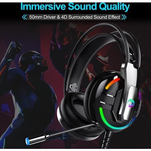 A18 PS4 Headset Gamer Surround Noise Cancelling HD Mic Gaming Headset Professional RGB Light for PS4 PC Xbox Gamer metal