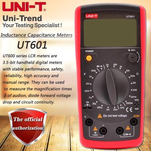 UNI-T UT601 Inductive Capacitance Meter, Resistor / Capacitor / Diode / Transistor Test On-Off Beep Low Voltage Display