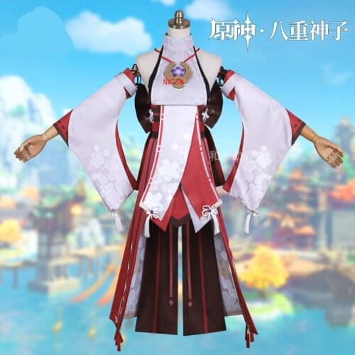 Game Genshin Impact Yae Guuji Cosplay Costume Sexy Women Dress Outfits Halloween Necklace Full Set