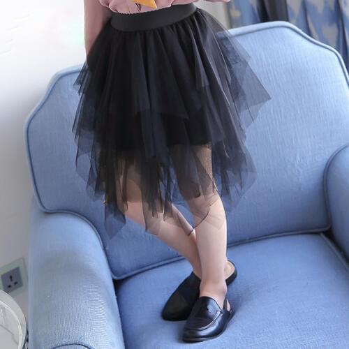 Fashion Girl Skirts Irregular Mesh Girls Skirts Korean Style Girls Clothes Black Teenage Girls Ball Gown Skirt RT410