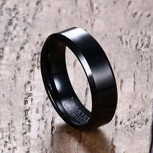JHSL Men Black Tungsten Rings High Quality Fashion Jewelry Father Boyfriend Gift Size 7 8 9 10 11 12