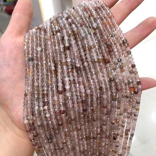 Natural Stone Faceted Round Citrines Small Beads Loose spacer beads for Jewelry Making DIY Necklace Bracelet Accessories 3x4mm