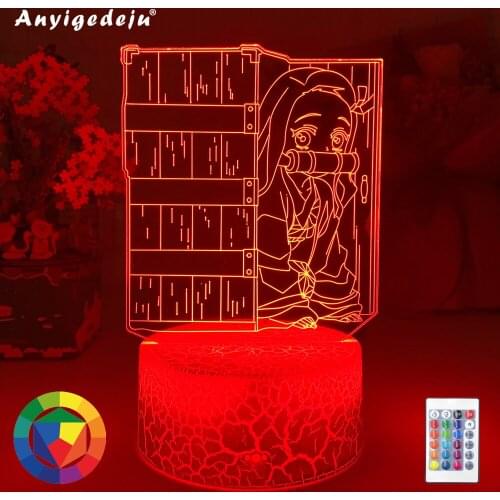 New Acrylic Led Night Lamp Anime demon slayer kimetsu no yaiba Nezuko Kamado for Bedroom Decorative Birthday Gift 3d Table Light