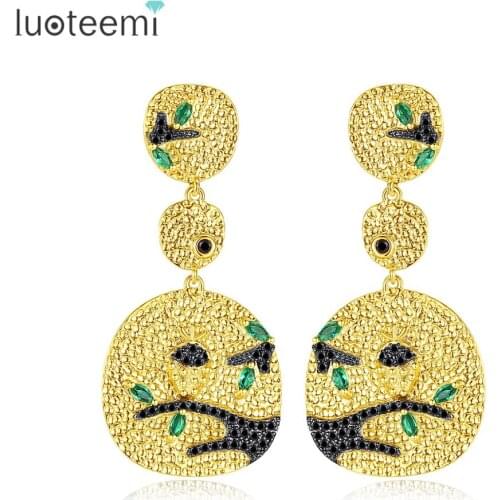 LUOTEEMI New Round-shaped Drop Earrings for Women Cubic Zircon Cute Boho Jewelry Party Christmas Gifts