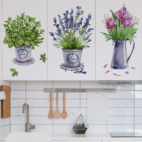 New flower potted plants wall stickers living room dining room bedroom background wall decoration stickers wall decor