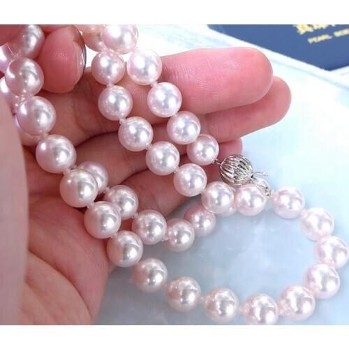 GorgeousAAA 8-8.5mm round AKoya natural white pearl pearl necklace 18inch 925silver