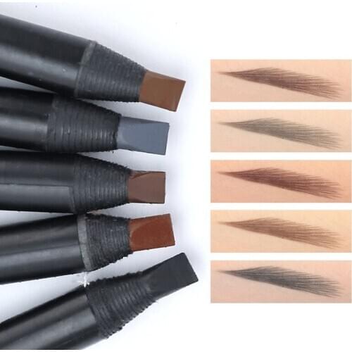 6pc Peeling Eyebrow Pencil with Brush Longlasting Eyebrow Pencil Easy to Wear Cosmetic Tint Dye Makeup Tools Microblading Supply