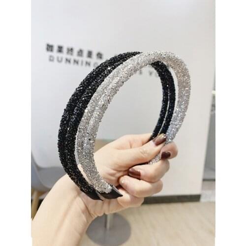 Crystal Shiny Beaded Hair Band Solid Color Fashion Headwear Girl Women Handmade Hair Accessories Headwear Headband Rhinestone