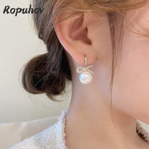 Ropuhov 2021 New Jewelry Fashion for Woman Korean Gift Pearl Earrings Bling Luxury Wholesale