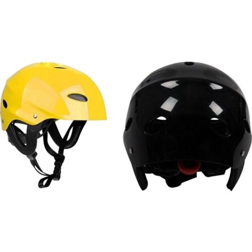 2 Pcs Safety Protector Helmet 11 Breathing Holes for Water Sports Kayak Canoe Surf Paddleboard, Black & Yellow