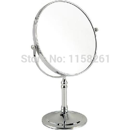 Vidric Bath Mirrors 8" Beauty Desk Makeup Mirror Rotating 2 Face Cosmetic Mirror of Bathroom Accessories Silver Round Mirrors H