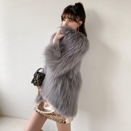 Fried fur coat in 2020, the new young womens doubles side woven long gray in Europe and the United States temperament