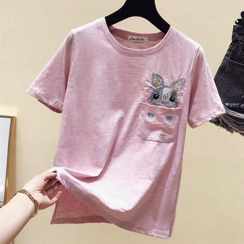 2020 Summer Fashion Women Casual All-match O Neck Short Sleeves T-Shirt Female Pullover Tee Tops A844