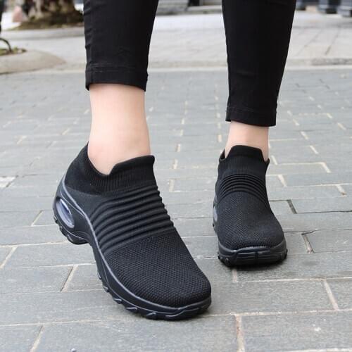 Big Number Platform Wedge Womens Running Shoes Woman Black Sneakers Socks High Platform Sports Shoes Women Sport Shoes B-497