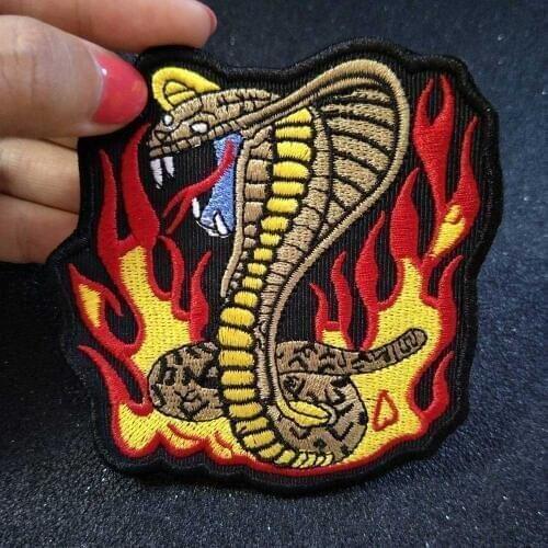 Snake biker patch for Jacket backing, punk motorcycle embroidery skeleton biker badge, skull patch Garment Accessory